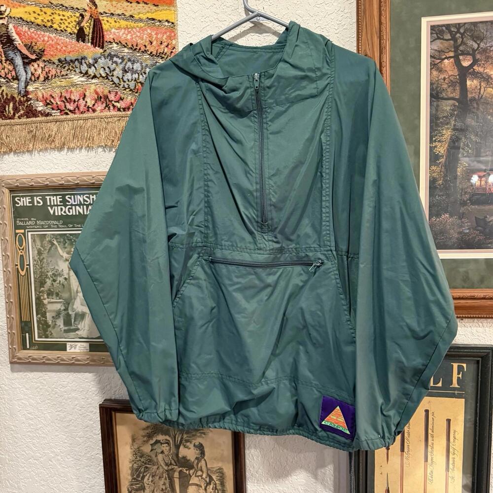 Vintage 80s/90s RARE Beaver Canoe Green Surf Style Windbreaker Size XS